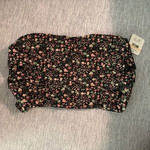 Free People - black floral strapless top - NWT - size S